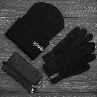 
 Комплект шапка+ перчатки+ ключница в подарок!
Шапка " Intruder " черная:
- Сос. . фото 2