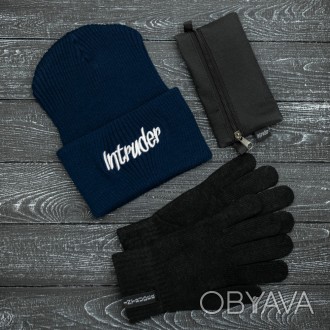 
 Комплект шапка+ перчатки+ ключница в подарок!
Шапка " Intruder " синяя:
- Сост. . фото 1