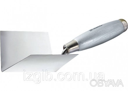 Мастерок из нерж. стали, 110 х 75 х 75 мм, для внутренних углов, деревянная ручк. . фото 1