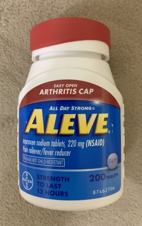 Aleve фірма Bayer 220 mg 200 таблеток, куплено в США – діюча речовина Напр. . фото 2