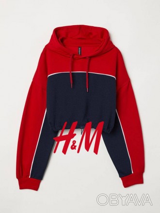 H & M divided Теплое худи женское укороченное на резинке с капюшоном