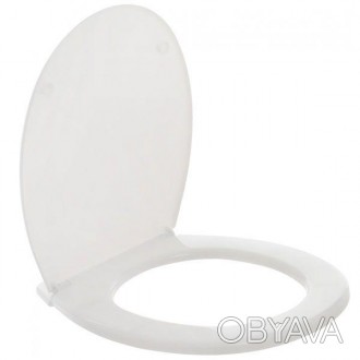 Овальное сиденье для унитаза изготовлено из полипропилена белого цвета. Для монт. . фото 1