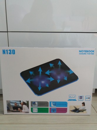 Охлаждающая подставка для ноутбука N130 с синей подсветкой. Имеет прочный корпус. . фото 6