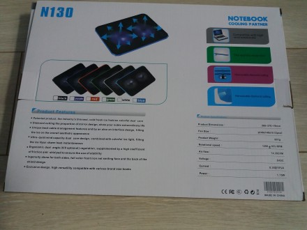 Охлаждающая подставка для ноутбука N130 с синей подсветкой. Имеет прочный корпус. . фото 7
