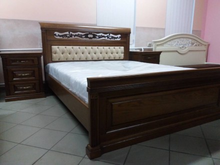 Предлагаем дубовую двуспальную кровать Нино с каретной стяжкой на изголовье, спа. . фото 2