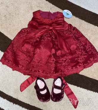 Новое пышное платье для малышки 3х месяцев, туфельки в подарок.. . фото 1