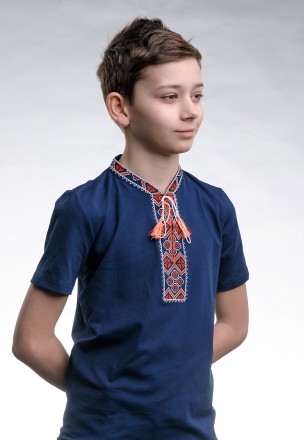 Детская футболка с коротким рукавом и красной вышивкой «Казацкая»
Состав: 95% хл. . фото 2