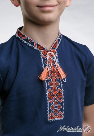 Детская футболка с коротким рукавом и красной вышивкой «Казацкая»
Состав: 95% хл. . фото 3