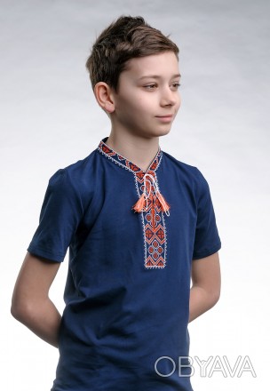 Детская футболка с коротким рукавом и красной вышивкой «Казацкая»
Состав: 95% хл. . фото 1