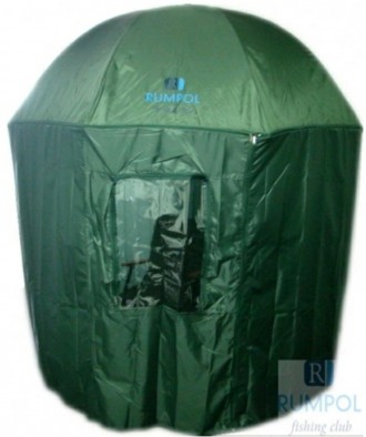 Качественный рыболовный зонт цвета хаки. Обеспечит надежную защиту для рыболова . . фото 2