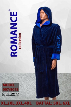 Халат мужской из махры. Модель мужского халата синего цвета отлично подходит для. . фото 3