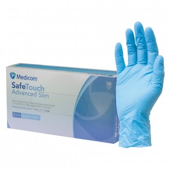 Нітрилові блакитні рукавички SafeTouch® Advanced Slim Blue без пудри, однора. . фото 3