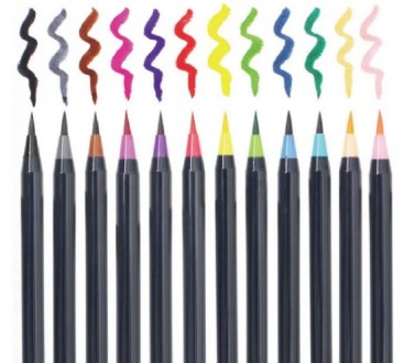 Акварельні маркери-набір олівців з м‘яким пензликом, 20 кольорів + 1 ручка. . фото 4