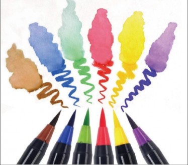 Акварельні маркери-набір олівців з м‘яким пензликом, 20 кольорів + 1 ручка. . фото 3