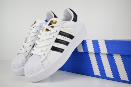 Кроссовки белого цвета в стиле Adidas Superstar ТОП качество. Верх выполнен из м. . фото 3