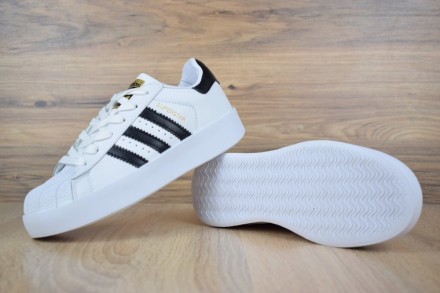 Кроссовки белого цвета в стиле Adidas Superstar ТОП качество. Верх выполнен из м. . фото 14