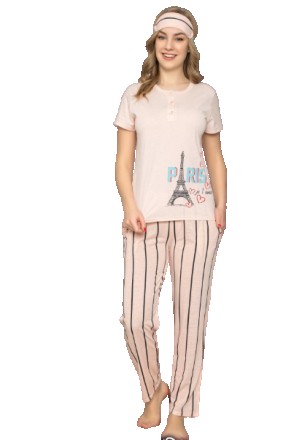 Женская пижама футболка и штаны + повязка на глаза р 44-50 100 % хлопок,Турция
(. . фото 2