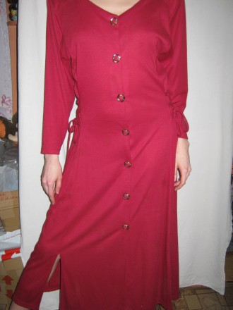  Мода возвращается! Платье женское б/у, бордового цвета, однотонное, трикотажное. . фото 9