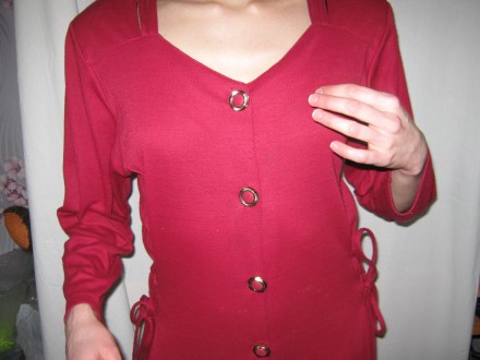  Мода возвращается! Платье женское б/у, бордового цвета, однотонное, трикотажное. . фото 10