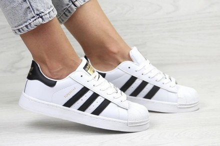 Кроссовки белого цвета в стиле Adidas Superstar ТОП качество. Верх выполнен из м. . фото 4