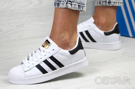 Кроссовки белого цвета в стиле Adidas Superstar ТОП качество. Верх выполнен из м. . фото 1