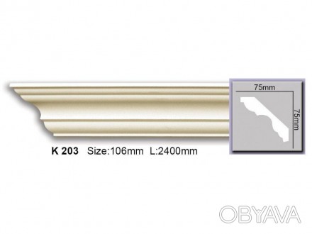 Карниз гладкий полиуретановый Harmony K 203. . фото 1