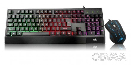 Комплект проводная игровая клавиатура и мышь Zeus M-710Профессиональная игровая . . фото 1