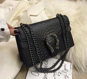Женская мини сумка клатч под рептилию Подкова, модная маленькая сумочка на цепоч. . фото 1