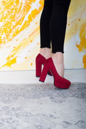 Женские туфли красные Galatea 2576 Туфли женские выполнены из искусственной замш. . фото 4