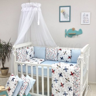 Комплект детского постельного белья в стандартную кроватку Baby Design Аэроплан . . фото 1