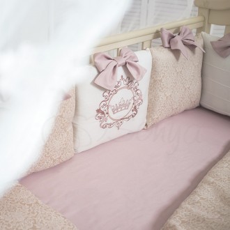 Комплект постельного белья в стандартную кроватку Elegance бежевый ТМ «Маленькая. . фото 5