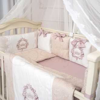 Комплект постельного белья в стандартную кроватку Elegance бежевый ТМ «Маленькая. . фото 4
