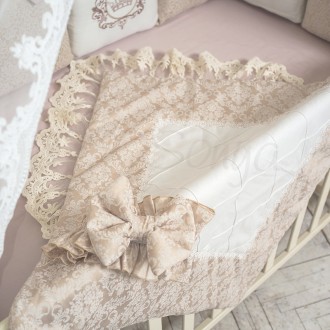 Комплект постельного белья в стандартную кроватку Elegance бежевый ТМ «Маленькая. . фото 8