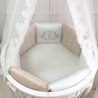 Комплект постельного белья в овальную кроватку Royal крем ТМ «Маленькая Соня»
 Р. . фото 5