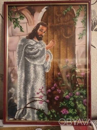 Картина "Иисус стучится в двери_03". Чешский бисер. Стекло. Размер вну. . фото 1
