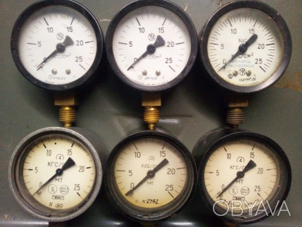 Манометры МТ, МТК. Измеряемые давления 0-25 атм. Сделано в СССР. В эксплуатации . . фото 1