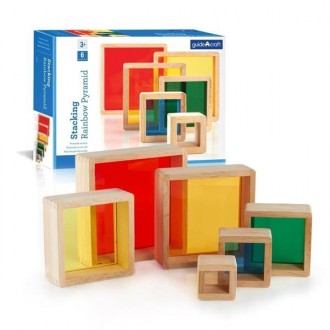 Шесть блоков в виде квадратов разных размеров с деревянными рамами и цветными ак. . фото 2