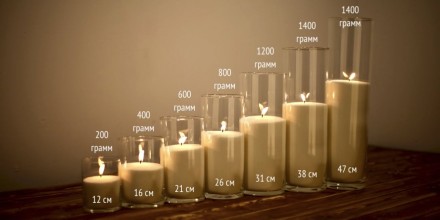 Свечи представляют собой колбы разной высоты с насыпанными восковыми гранулами. . . фото 2