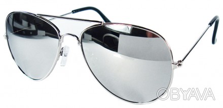 Солнцезащитные очки с зеркальными линзами Aviator в металлической оправе. Реплик. . фото 1