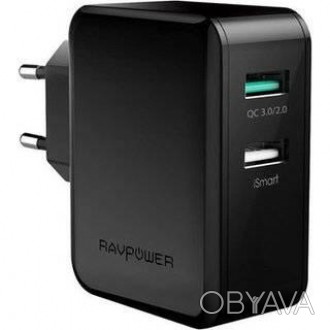 RavPower Usb Wall Charger Quick Charge 3.0 2xUSB 30W Black (RP-PC006BK) Страна п. . фото 1