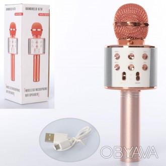 Микрофон WS858-rosegold HQ 23см, аккум,Bluetooth,TFсл,USBвх,USBшнур,в кор-ке,8-2. . фото 1
