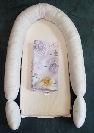 Одуванчики Кокон-гпозиционер для новорожденных со съемным чехлом и матрасом Kuzy. . фото 3