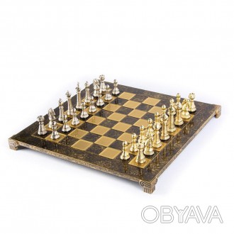 Товар на сайте >>>S33BRO шахматы "Manopoulos", "STAUNTON", латунь, в деревянном . . фото 1