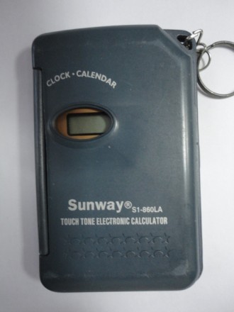 Калькулятор Sunway 
 S1-860LA
Карманный калькулятор с часами, 
на батарейке.. . фото 2