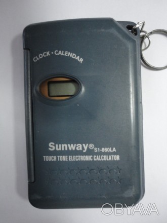 Калькулятор Sunway 
 S1-860LA
Карманный калькулятор с часами, 
на батарейке.. . фото 1
