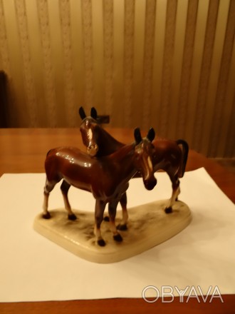 Статуэтка "Две лошади", произведена в период с 1958 - 1980 г., на изве. . фото 1
