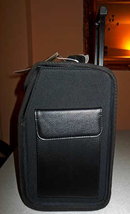 Кейс чемодан бизнес чёрный ткань малый 41,5х36,5х 22,5 на 2х колёсах с телескопи. . фото 5