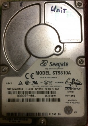 Жорсткий диск Seagate ST9810A до ноутбука.
Інтерфейс IDE (ATA)
Об'єм 811 . . фото 2