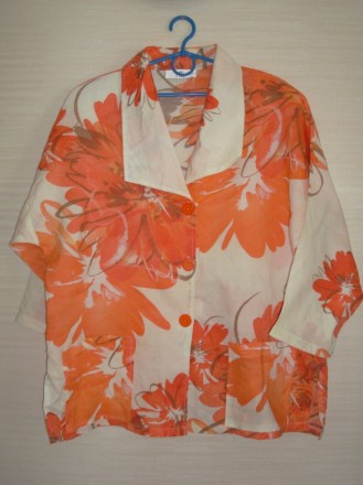 Красивый стильный блузон на пуговицах пиджак из дышащей и легкой льняной ткани в. . фото 9