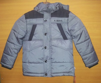 Зимняя куртка от ТМ WHOOPI р. 110, 116.

- Черно-серый орнамент - ёлочка

- . . фото 3